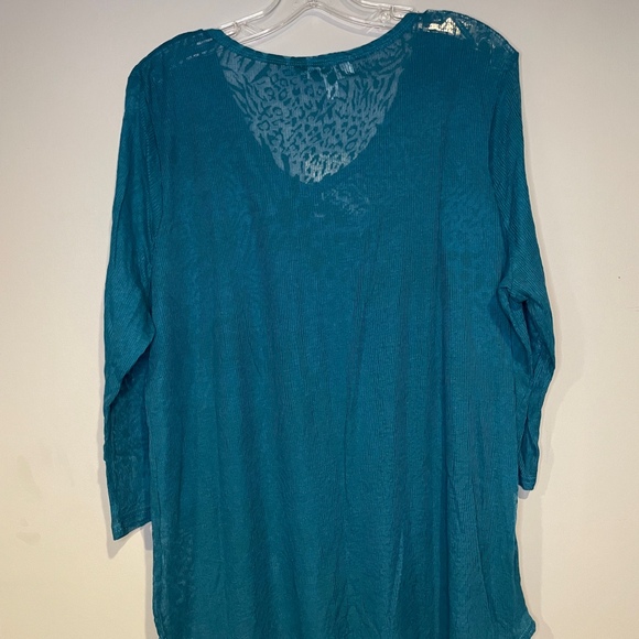 Womens Derek Heart Plus Teal Tunic Sheer Animal Print Lightweight Size 3X - Picture 2 of 7